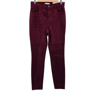 LOFT The Skinny Corduroy Pants Womens 27 Burgundy High Rise Casual